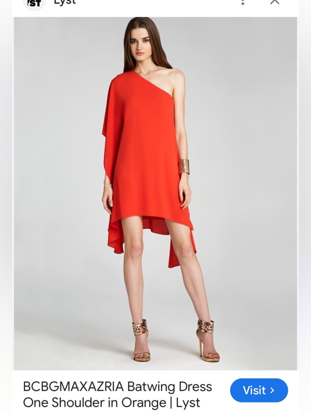 BCBGMAXAZRIA Orange One-Shoulder Batwing DressNWTs  Size M